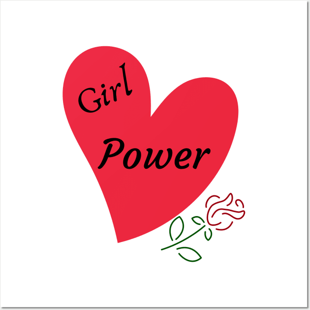 Girl Power Heart Rose design Wall Art by KicksNgigglesprints